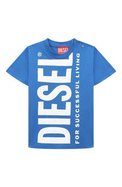 Детский хлопковая футболка DIESEL синего цвета, арт. K00347/00YI9 | Фото 1 (Материал сплава: Проставлено; Нос: Не проставлено; Материал внешний: Хлопок)