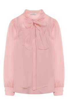Детское шелковая блузка DOLCE & GABBANA светло-розового цвета, арт. L54S43/FU1AT/8-14 | Фото 1 (Материал внешний: Шелк; Рукава: Длинные; Статус проверки: Проверено, Проверена категория; Материал подклада: Шелк)