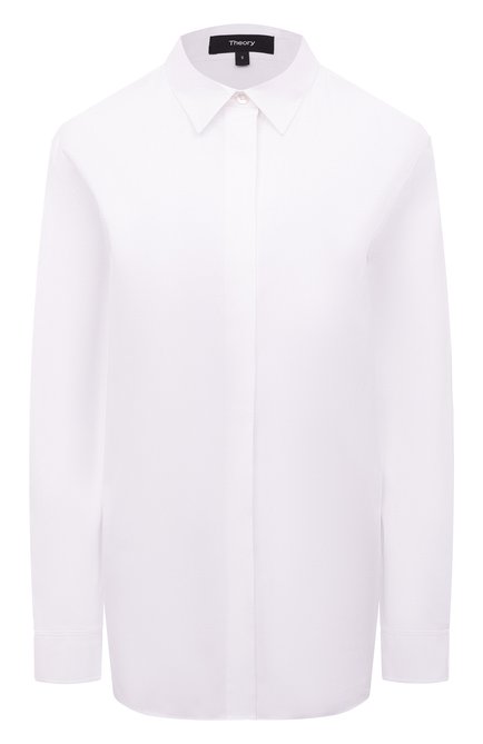 Женская хлопковая рубашка THEORY белого цвета по цене 28500 руб., арт. M0104538 | Фото 1