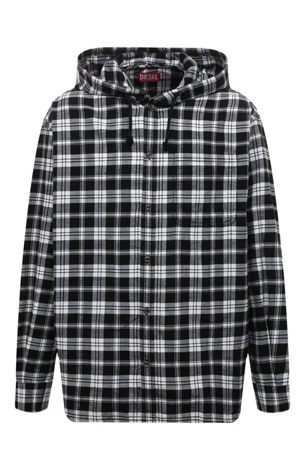 Мужская хлопковая рубашка DIESEL черно-белого цвета по цене 28150 руб., арт. A10621/0SHAW | Фото 1
