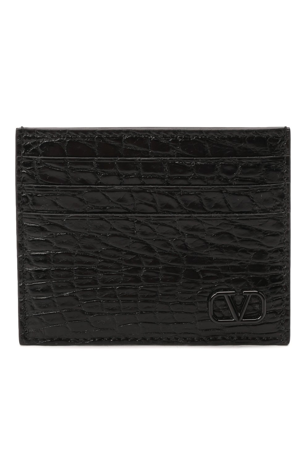 Мужской футляр для кредитных карт из кожи аллигатора VALENTINO  черного цвета, арт. XY2P0S49/FTN/AMIS | Фото 1 (Материал: Экзотическая кожа)