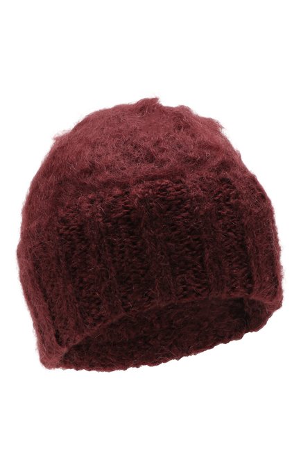 Женская шерстяная шапка aurora BALMUIR бордового цвета, арт. AUR0RA KID M0HAIR BEANIE | Фото 1 (Материал: Шерсть, Текстиль; Региональные ограничения белый список (Axapta Mercury): RU)