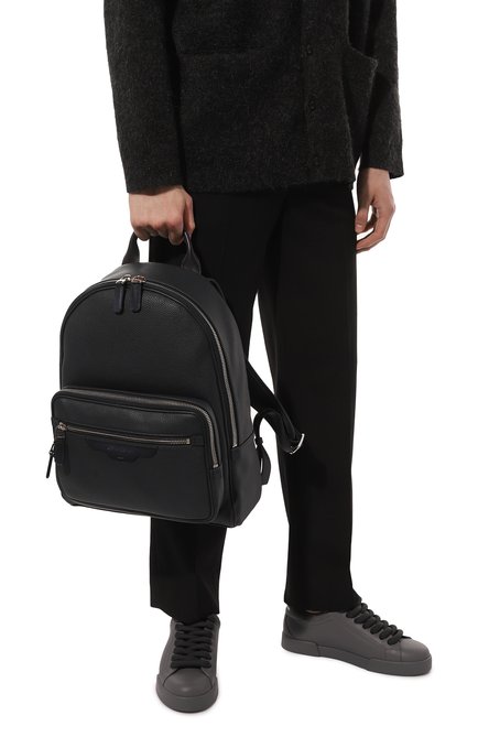 Мужской кожаный рюкзак SANTONI темно-синего цвета, арт. UIBBA2364EN-ASP6Z29 | Фото 2 (Материал: Натуральная кожа; Размер: large; Стили: Классический)