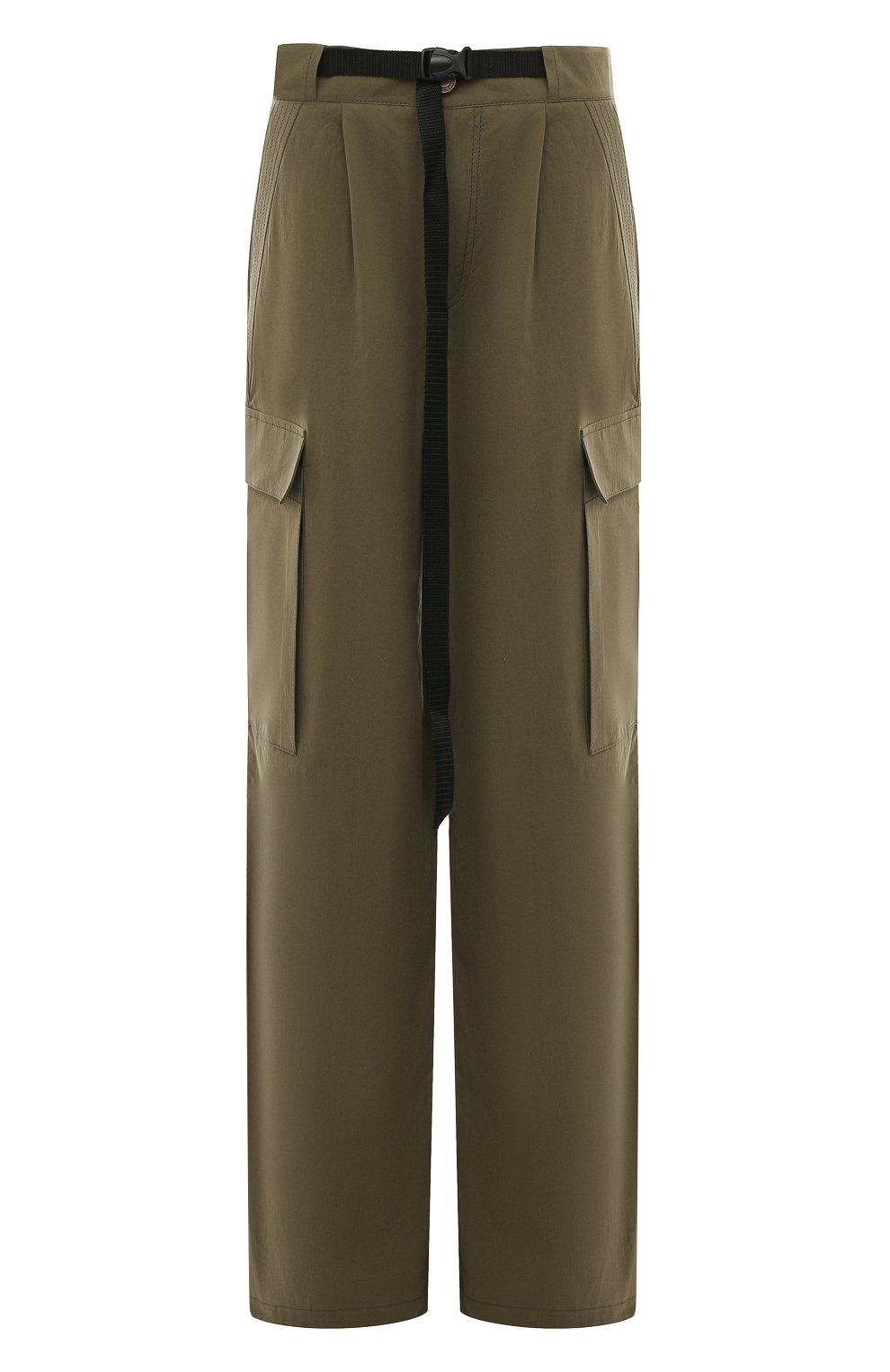 Женские хлопковые брюки BLCV хаки цвета, арт. 118MXLCG023_KH | Фото 1 (Силуэт Ж (брюки и джинсы): Широкие; Длина (брюки, джинсы): Стандартные; Женское Кросс-КТ: Брюки-одежда; Стили: Милитари; Материал внешний: Хлопок)