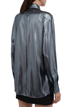 Женская рубашка DOLCE & GABBANA светло-голубого цвета, арт. F5P07T/FJM9U | Фото 4 (Материал внешний: Шелк, Синтетический материал; Рукава: Длинные; Принт: Без принта; Женское Кросс-КТ: Рубашка-одежда; Длина (для топов): Удлиненные; Материал сплава: Проставлено; Драгоценные камни: Проставлено; Стили: Романтичный)