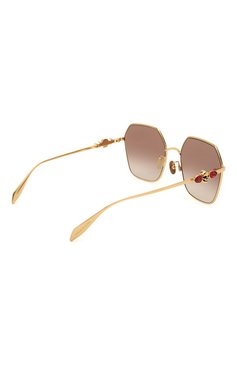 Женские солнцезащитные очки ALEXANDER MCQUEEN золотого цвета, арт. AM0325S 002 | Фото 4 (Региональные ограничения белый список (Axapta Mercury): RU; Тип очков: С/з; Очки форма: Квадратные, Прямоугольные; Оптика Гендер: оптика-женское)
