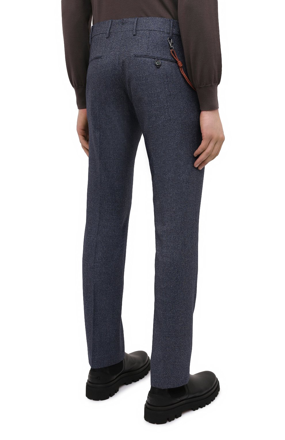 Мужские брюки из шерсти и хлопка BERWICH синего цвета, арт. SC/1 FIBB/GB1748 | Фото 4 (Материал внешний: Шерсть; Длина (брюки, джинсы): Стандартные; Случай: Повседневный; Стили: Классический; Материал подклада: Купро)
