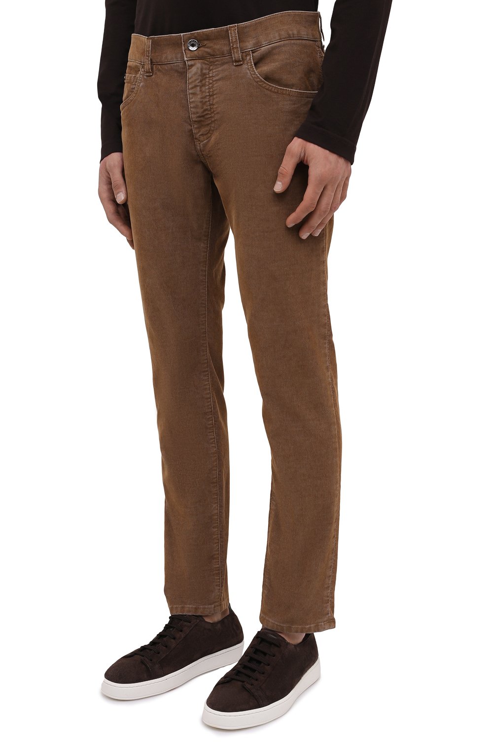 Мужские джинсы DOLCE & GABBANA коричневого цвета, арт. GYD2LT/G8CX1 | Фото 4 (Силуэт М (брюки): Прямые; Кросс-КТ: Деним; Длина (брюки, джинсы): Стандартные; Материал внешний: Хлопок, Деним; Стили: Кэжуэл)