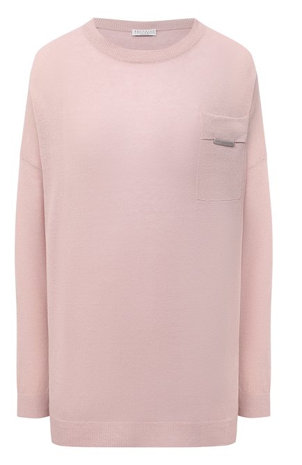 Женский льняной пуловер BRUNELLO CUCINELLI розового цвета по цене 104500 руб., арт. M1T170010 | Фото 1