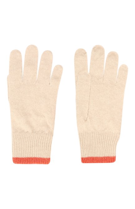 Детские кашемировые перчатки BRUNELLO CUCINELLI кремвого цвета, арт. B22M90100B | Фото 2 (Материал: Шерсть, Кашемир, Текстиль)