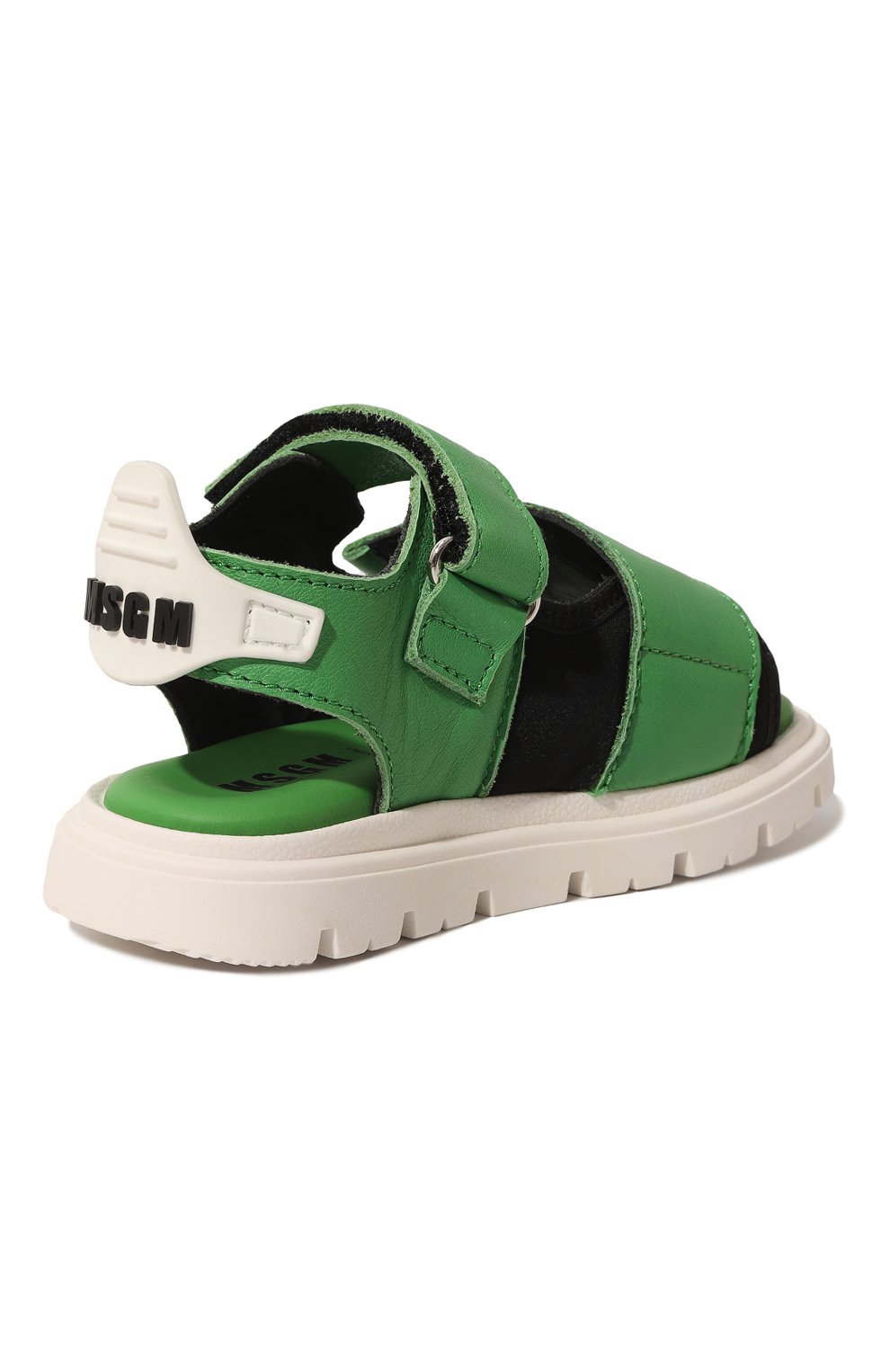 Детские кожаные сандалии MSGM KIDS зеленого цвета, арт. 73998/28-35 | Фото 3 (Материал внутренний: Натуральная кожа)