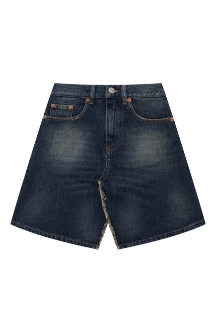 Детская джинсовая юбка MM6 синего цвета, арт. M60454/MM090 | Фото 1 (Материал сплава: Проставлено; Нос: Не проставлено; Материал внешний: Хлопок)