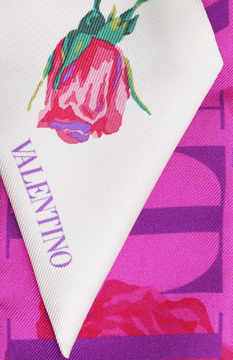 Женский шелковый шарф  VALENTINO кремвого цвета, арт. UW2E6017/MRM | Фото 2 (Принт: С принтом; Материал: Текстиль, Шелк)