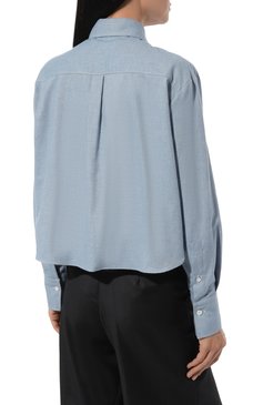 Женская хлопковая рубашка ACADEMIA голубого цвета, арт. MIA/7127 | Фото 4 (Рукава: Длинные; Принт: Без принта; Женское Кросс-КТ: Рубашка-одежда; Длина (для топов): Стандартные; Материал сплава: Проставлено; Материал внешний: Хлопок; Драгоценные камни: Проставлено; Стили: Кэжуэл)