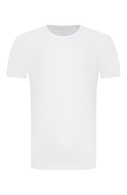 Мужская льняная футболка DEREK ROSE белого цвета, арт. 3163-J0RD001 | Фото 1 (Материал внешний: Лен; Рукава: Короткие; Длина (для топов): Стандартные; Кросс-КТ: домашняя одежда; Мужское Кросс-КТ: Футболка-белье)