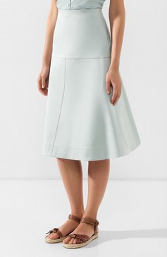 Женская хлопковая юбка JIL SANDER NAVY зеленого цвета, арт. JNWM3506A/JM2417 | Фото 3 (Женское Кросс-КТ: Юбка-одежда; Материал внешний: Хлопок; Длина Ж (юбки, платья, шорты): Миди; Статус проверки: Проверена категория)