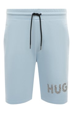 Мужские хлопковые шорты HUGO голубого цвета, арт. 50477311 | Фото 1 (Длина Шорты М: До колена; Принт: Без принта; Случай: Повседневный; Материал внешний: Хлопок; Стили: Кэжуэл)