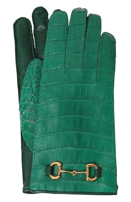 Женские перчатки из кожи аллигатора GUCCI зеленого цвета, арт. 678923 3SAA7 | Фото 1 (Материал: Натуральная кожа, Экзотическая кожа)