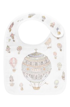 Детский хлопковый нагрудник ATELIER CHOUX белого цвета, арт. SMALL BIBS H0T AIR BALL00NS G0LD SNAPS | Фото 1