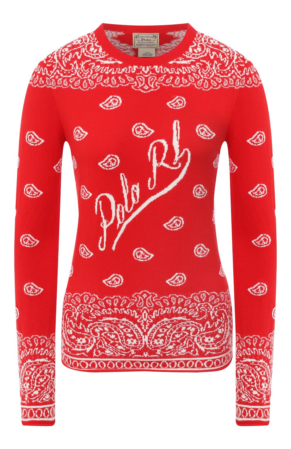 Пуловер из хлопка и шерсти Polo Ralph Lauren Красный 211801511 5507830