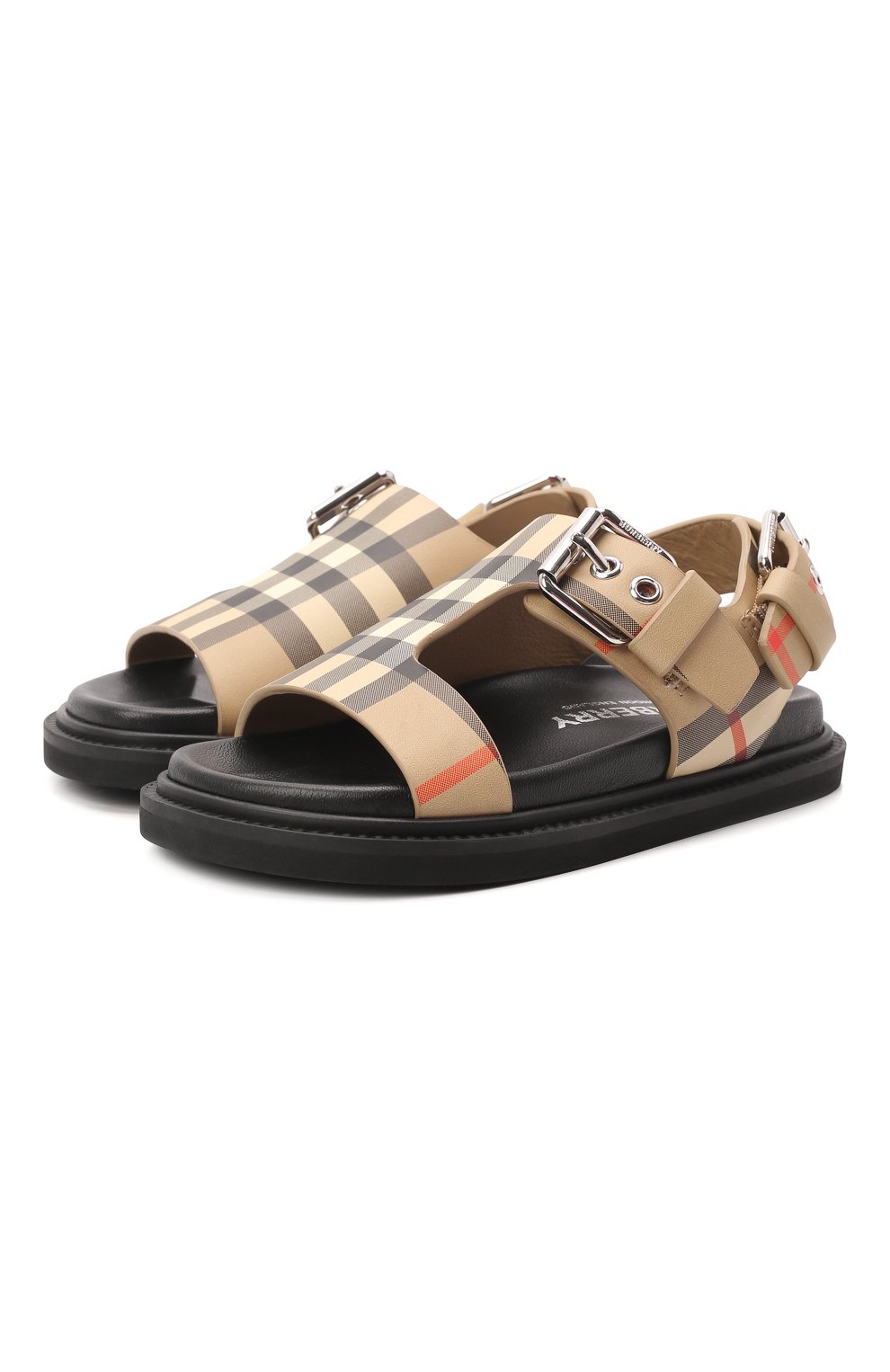 Мужского кожаные сандалии BURBERRY бежевого цвета, арт. 8049400 | Фото 1 (Региональные ограничения белый список (Axapta Mercury): Не проставлено; Материал сплава: Проставлено; Нос: Не проставлено)