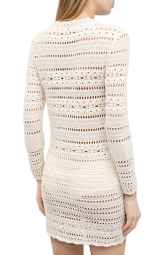 Женское хлопковое платье SAINT LAURENT светло-бежевого цвета, арт. 646374/YAVS2 | Фото 4 (Рукава: Длинные; Стили: Гламурный; Длина Ж (юбки, платья, шорты): Мини; Случай: Повседневный; Региональные ограничения белый список (Axapta Mercury): RU; Кросс-КТ: Трикотаж; Материал внешний: Хлопок; Женское Кросс-КТ: Платье-одежда)