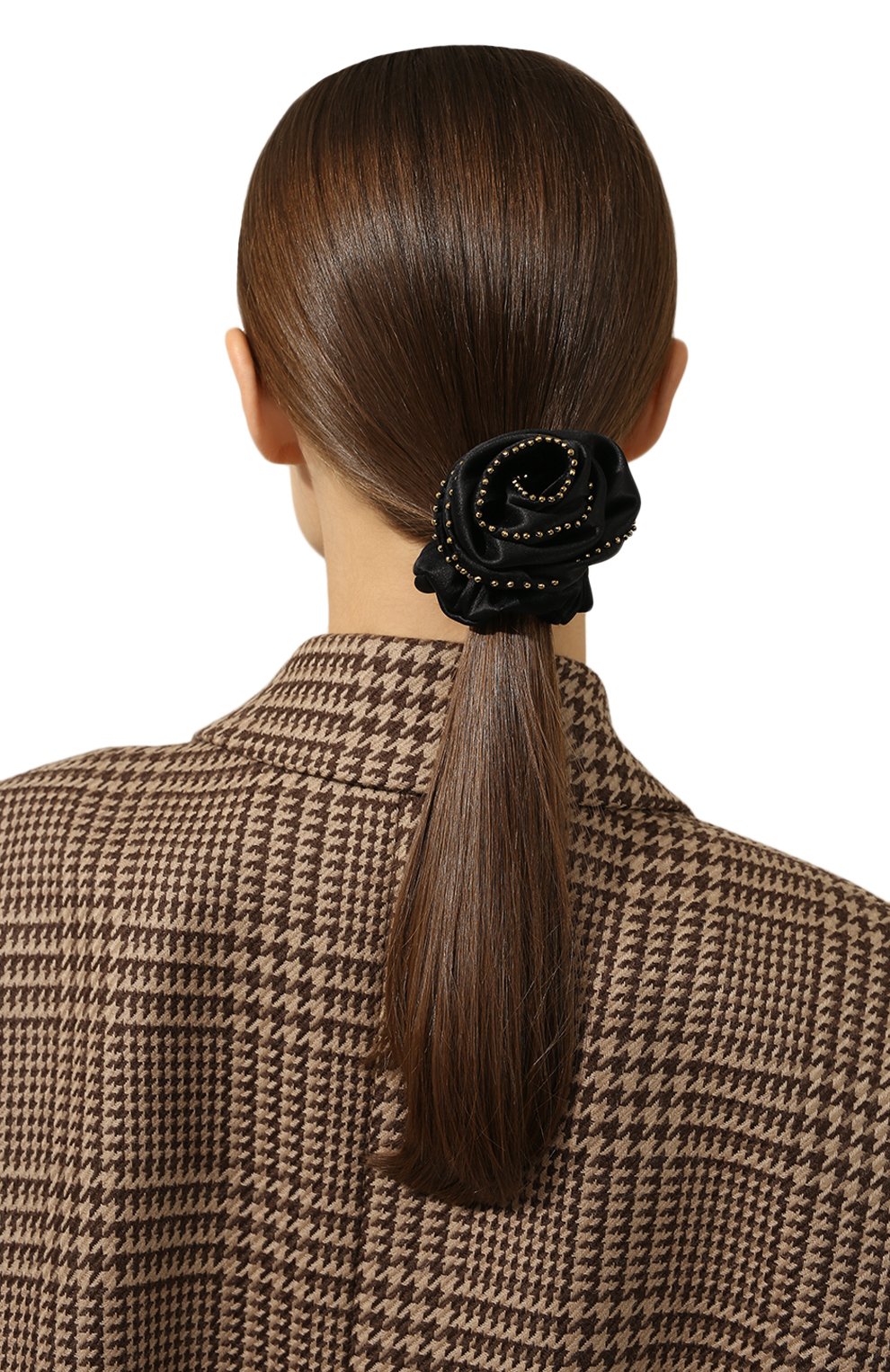 Женская резинка для волос PANFIL черного цвета, арт. 0-Scr-RDG | Фото 2 (Материал: Текстиль, Шелк)
