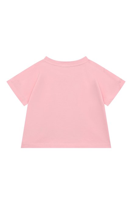 Детская хлопковая футболка MOSCHINO светло-розового цвета, арт. HDM04E/LBA00/10A-14A | Фото 2 (Материал внешний: Хлопок; Рукава: Короткие; Девочки Кросс-КТ: футболка-одежда; Ростовка одежда: 10 - 11 лет | 140 - 146см, 12 лет | 152 см, 13 - 15 лет | 158 см)