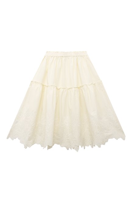 Детская хлопковая юбка C`ERA UNA VOLTA кремвого цвета, арт. S24SK03103 | Фото 2 (Материал внешний: Хлопок; Материал сплава: Проставлено; Нос: Не проставлено)