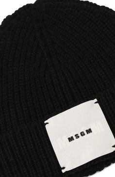 Детского шапка MSGM KIDS черного цвета, арт. F3MSJBHT133 | Фото 3 (Материал: Текстиль, Шерсть, Синтетический материал; Материал сплава: Проставлено; Нос: Не проставлено)