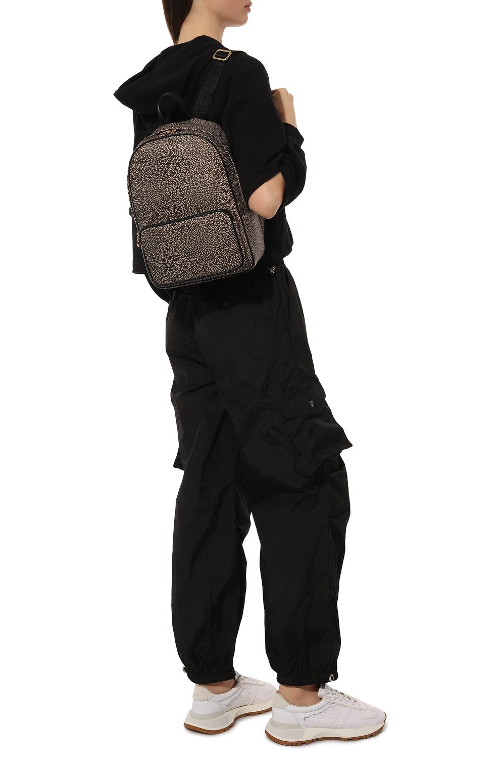 Женский рюкзак portrait medium BORBONESE темно-бежевого цвета, арт. 933028 | Фото 7 (Материал: Текстиль; Стили: Кэжуэл)