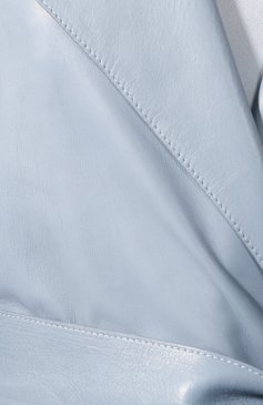 Женское кожаное пальто GIORGIO ARMANI голубого цвета, арт. 5AL08P/5AP19 | Фото 5 (Рукава: Длинные; Длина (верхняя одежда): До колена; 1-2-бортные: Однобортные; Материал внешний: Натуральная кожа; Женское Кросс-КТ: Замша и кожа; Материал подклада: Шелк)