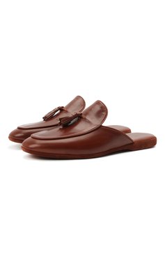 Мужского кожаные домашние туфли FARFALLA коричневого цвета, арт. G61N | Фото 1 (Материал внешний: Кожа; Материал внутренний: Натуральная кожа; Мужское Кросс-КТ: тапочки-обувь)