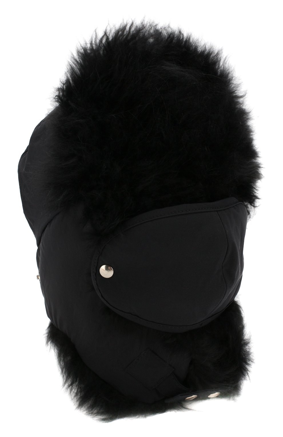 Женская шапка-ушанка с мехом GIORGIO ARMANI черного цвета, арт. 797307/9A599 | Фото 4 (Материал: Текстиль, Синтетический материал; Статус проверки: Проверена категория)