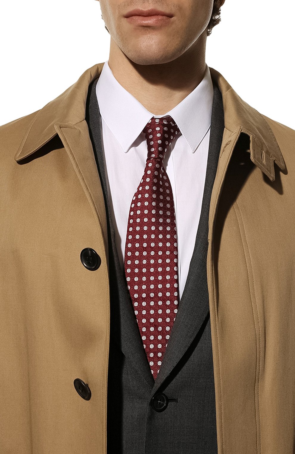 Мужской шелковый галстук LUIGI BORRELLI бордового цвета, арт. CR4502032/LC | Фото 2 (Принт: С принтом; Материал: Текстиль, Шелк)