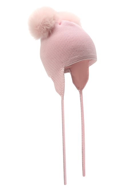 Детского шерстяная шапка с меховой отделкой CATYA розового цвета, арт. 125578/J0 | Фото 1 (Материал: Шерсть, Текстиль)