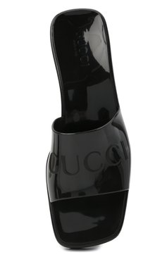 Женские резиновые мюли GUCCI черного цвета, арт. 624730/J8700 | Фото 6 (Подошва: Платформа; Каблук высота: Средний; Каблук тип: Устойчивый; Материал внешний: Резина)