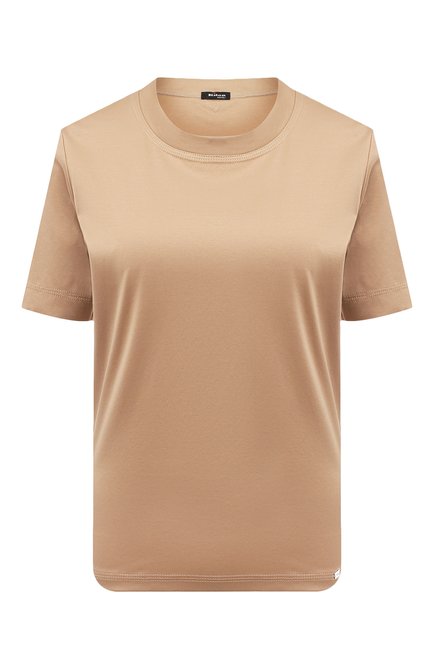 Женская хлопковая футболка KITON бежевого цвета по цене 96300 руб., арт. D53450H08051 | Фото 1