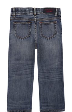 Детские джинсы с декоративными потертостями BURBERRY синего цвета, арт. 4063496 | Фото 2 (Материал внешний: Хлопок; Статус проверки: Проверено, Проверена категория; Детали: Потертости)