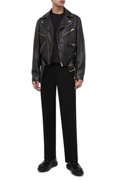 Мужские кожаные дерби ALEXANDER MCQUEEN черного цвета, арт. 586200/WHX53 | Фото 2 (Мужское Кросс-КТ: Броги-обувь; Материал внутренний: Натуральная кожа; Материал сплава: Проставлено, Проверено; Нос: Не проставлено; Стили: Классический; Статус проверки: Проверено, Проверена категория)