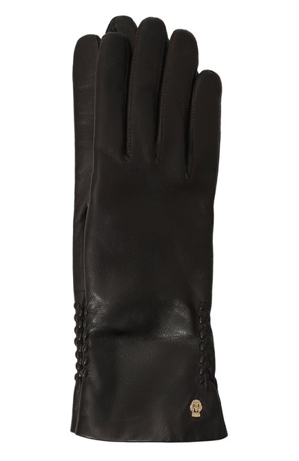 Женские кожаные перчатки ROECKL темно-коричневого цвета, арт. 11011-351 | Фото 1 (Но с: Не проставлено; Материал: Натуральная кожа; Материал сплава: Проставлено)