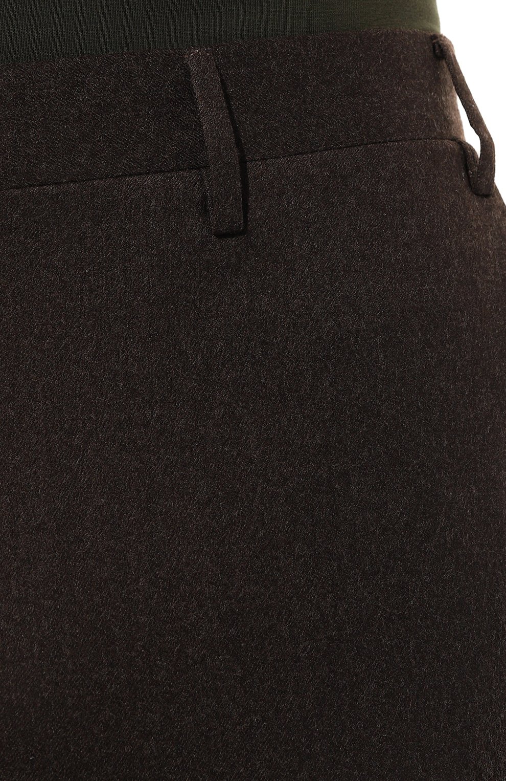 Мужские шерстяные брюки CORNELIANI темно-коричневого цвета, арт. 925B01-3818111 | Фото 5 (Материал внешний: Шерсть; Длина (брюки, джинсы): Стандартные; Случай: Повседневный; Материал сплава: Проставлено; Драгоценные камни: Проставлено; Материал подклада: Вискоза; Стили: Кэжуэл)