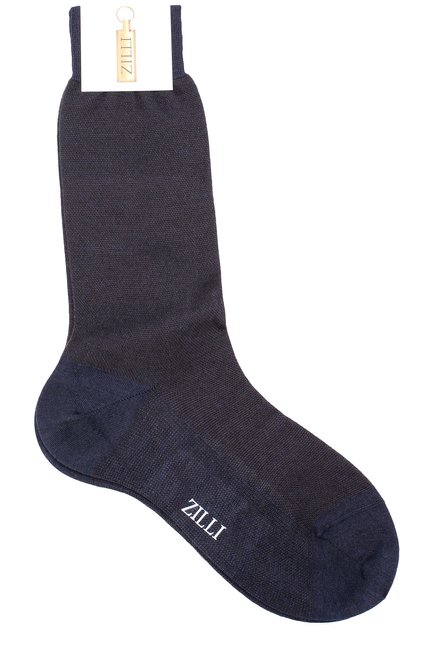 Мужские носки из шерсти и шелка ZILLI синего цвета, арт. 612C015JQ0852 | Фото 1 (Материал внешний: Шерсть; Кросс-КТ: бельё)