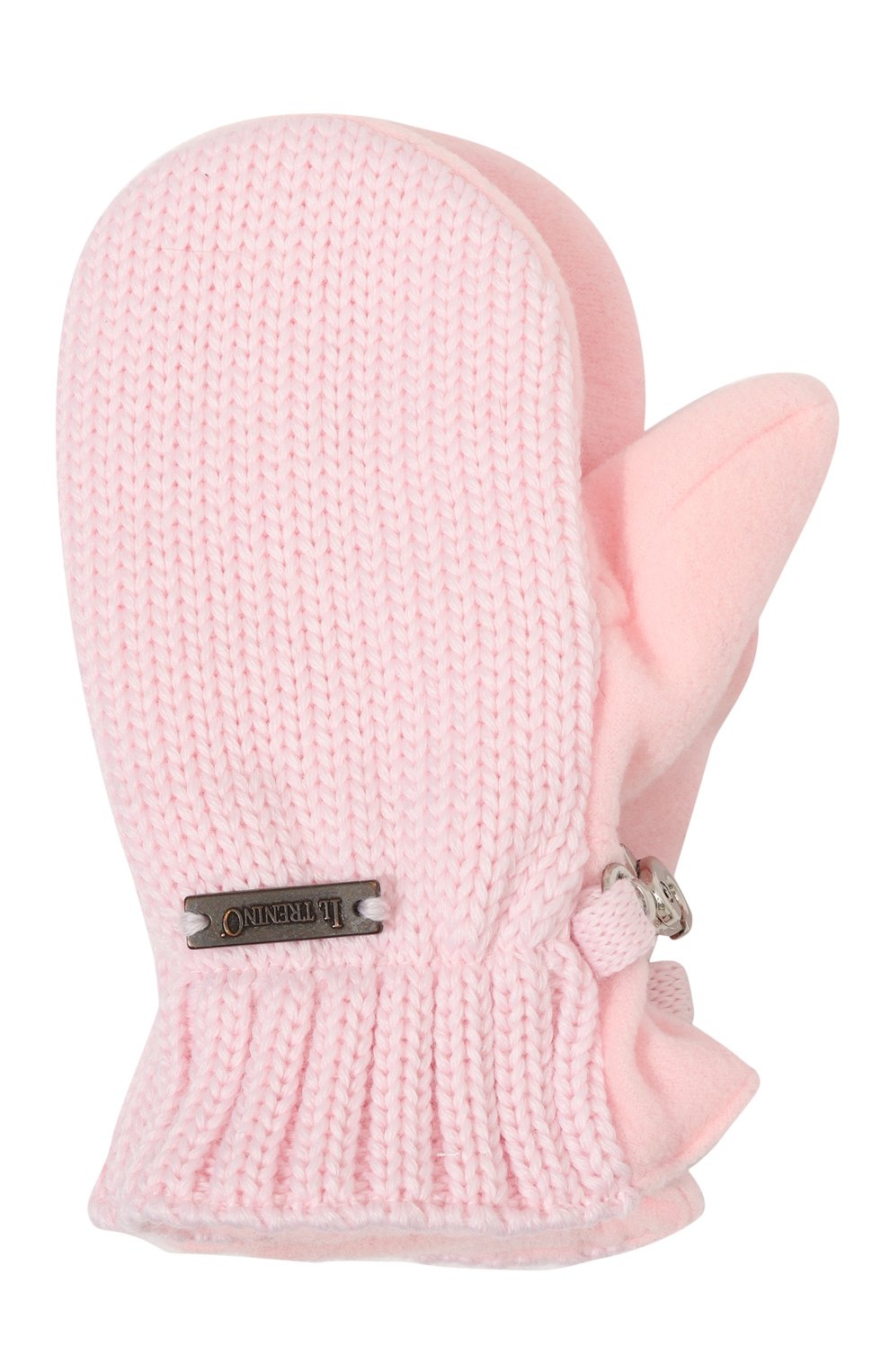 Детские шерстяные варежки IL TRENINO светло-розового цвета, арт. CL-4062/B | Фото 1 (Материал: Текстиль, Шерсть; Материал сплава: Проставлено; Нос: Не проставлено)