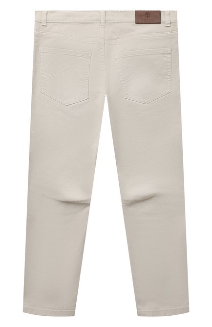 Детские джинсы BRUNELLO CUCINELLI кремвого цвета, арт. B277PD300C | Фото 2 (Материал внешний: Хлопок; Детали: Однотонный; Нос: Не проставлено; Материал сплава: Проставлено)