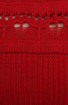 Женский хлопковый свитер VALENTINO красного цвета, арт. WB3KC23S6J1 | Фото 5 (Женское Кросс-КТ: Свитер-одежда; Рукава: Длинные; Длина (для топов): Стандартные; Материал сплава: Проставлено; Материал внешний: Хлопок; Драгоценные камни: Проставлено; Стили: Бохо)