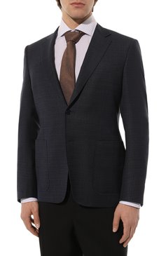 Мужской шерстяной пиджак CANALI темно-синего цвета, арт. 11288/FC04500 | Фото 3 (Материал внешний: Шерсть; Рукава: Длинные; Случай: Повседневный; Длина (для топов): Стандартные; 1-2-бортные: Однобортные; Пиджаки М: Приталенный; Материал подклада: Купро; Стили: Кэжуэл)