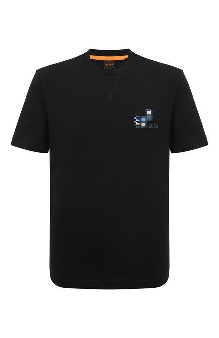 Мужская хлопковая футболка BOSS черного цвета, арт. 50499504 | Фото 1 (Материал сплава: Проставлено; Рукава: Короткие; Материал внешний: Хлопок; Драгоценные камни: Проставлено; Длина (для топов): Стандартные)