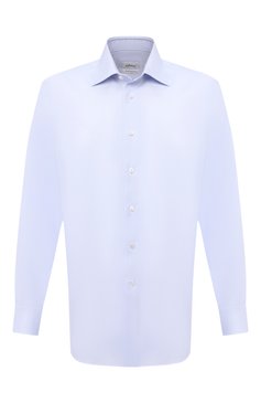 Мужская хлопковая сорочка BRIONI голубого цвета, арт. RCA20M/P7003 | Фото 1 (Манжеты: На пуговицах; Воротник: Кент; Рукава: Длинные; Длина (для топов): Стандартные; Региональные ограничения белый список (Axapta Mercury): RU; Материал внешний: Хлопок; Стили: Классический; Случай: Формальный; Принт: Однотонные; Мужское Кросс-КТ: Сорочка-одежда)