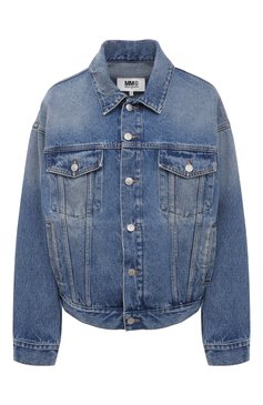 Женская джинсовая куртка MM6 синего цвета, арт. S52AM0162/S30589 | Фото 1 (Кросс-КТ: Куртка, Деним; Рукава: Длинные; Региональные ограничения белый список (Axapta Mercury): RU; Материал внешний: Хлопок; Длина (верхняя одежда): Короткие; Стили: Кэжуэл)